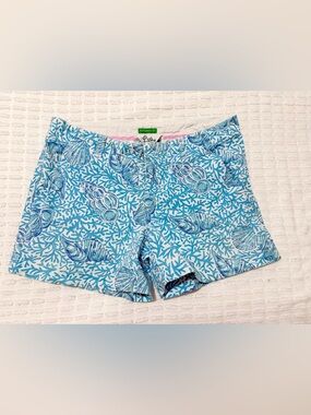 LILLY PULITZER Succulent Blue Sea Cups Palm Beach Fit Shorts 6